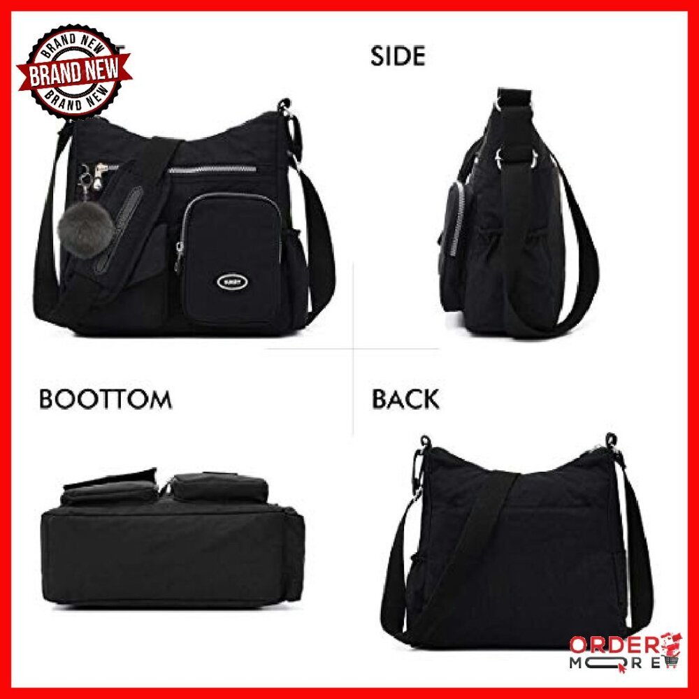 Waterproof Nylon Crossbody Bag with RFID Pocket, 11.4x4.7x11 - Picture 7 of 8